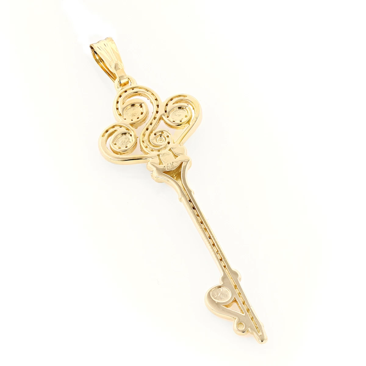 14K Yellow Gold Diamond Key Necklace 0.5ct 6 14K Yellow Gold Diamond Key Necklace 0.5ct - Image 4