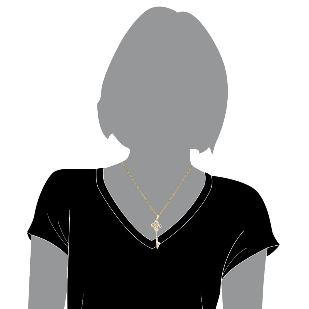 14K Yellow Gold Diamond Key Necklace 0.5ct 7 14K Yellow Gold Diamond Key Necklace 0.5ct - Image 5