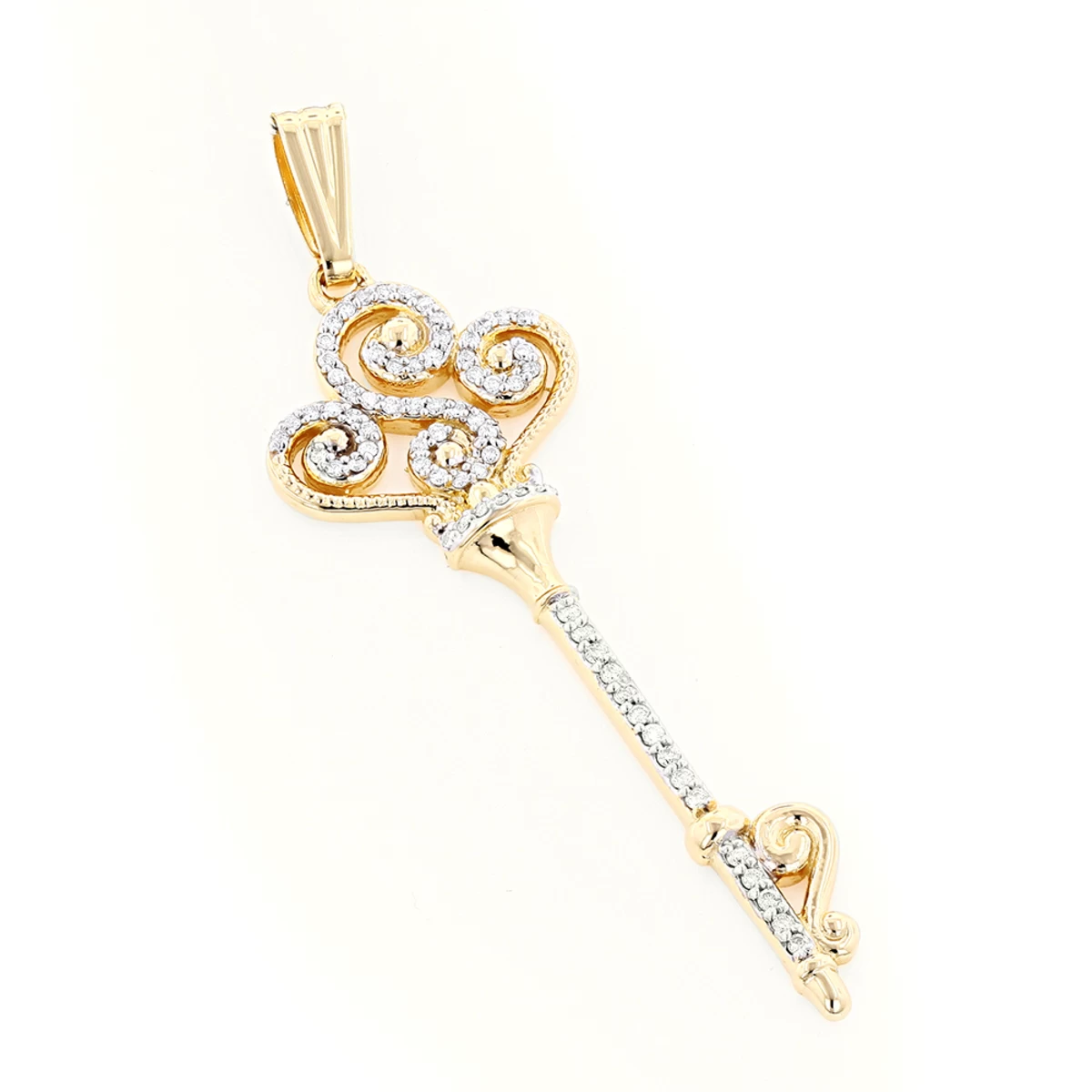 14K Yellow Gold Diamond Key Necklace 0.5ct 3 14K Yellow Gold Diamond Key Necklace 0.5ct