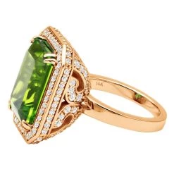 14K White Gold Diamond Peridot Quartz Cocktail Ring 13ct -Fashion Accessories Shop 14k gold diamond peridot quartz cocktail ring 13ct back rose