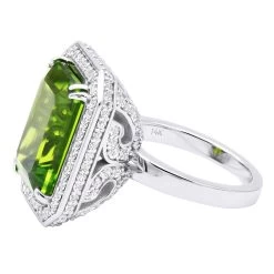 14K White Gold Diamond Peridot Quartz Cocktail Ring 13ct -Fashion Accessories Shop 14k gold diamond peridot quartz cocktail ring 13ct back white