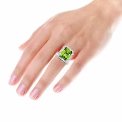 14K White Gold Diamond Peridot Quartz Cocktail Ring 13ct -Fashion Accessories Shop 14k gold diamond peridot quartz cocktail ring 13ct body white