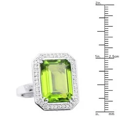 14K White Gold Diamond Peridot Quartz Cocktail Ring 13ct -Fashion Accessories Shop 14k gold diamond peridot quartz cocktail ring 13ct ruler white