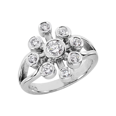 14K White Gold Diamond Right Hand Ring 0.69ct 3 14K White Gold Diamond Right Hand Ring 0.69ct