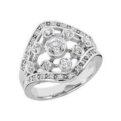 14K White Gold Diamond Right Hand Ring 0.86ct