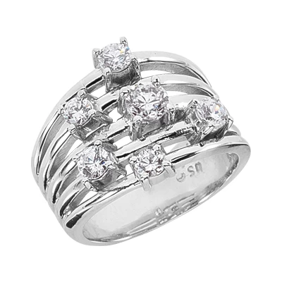 14K White Gold Diamond Right Hand Ring 0.95ct 3 14K White Gold Diamond Right Hand Ring 0.95ct