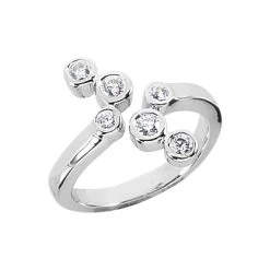 14K White Gold Diamond Right Hand Women's Ring 0.4ct