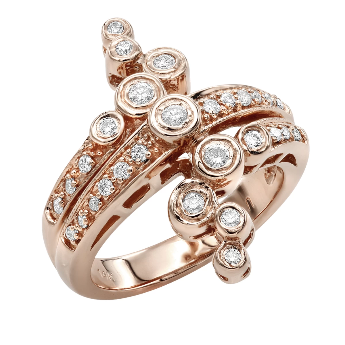 14K Yellow Gold Diamond Right Hand Women's Ring 0.36ct 24.3mm 5 14K Yellow Gold Diamond Right Hand Women's Ring 0.36ct 24.3mm - Image 3