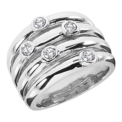 14K White Gold Diamond Right Hand Women's Ring 0.50ct 3 14K White Gold Diamond Right Hand Women's Ring 0.50ct