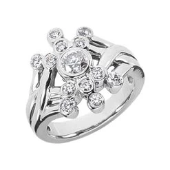 14K White Gold Diamond Right Hand Women's Ring 0.62ct