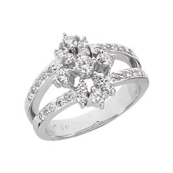 14K White Gold Diamond Right Hand Women's Ring 0.66ct
