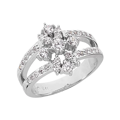 14K White Gold Diamond Right Hand Women's Ring 0.66ct 3 14K White Gold Diamond Right Hand Women's Ring 0.66ct