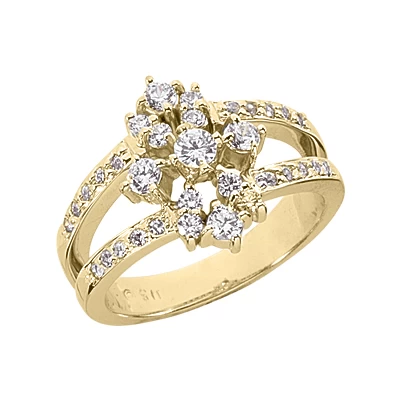 14K White Gold Diamond Right Hand Women's Ring 0.66ct 4 14K White Gold Diamond Right Hand Women's Ring 0.66ct - Image 2