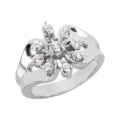 14K White Gold Diamond Right Hand Women's Ring 0.67ct