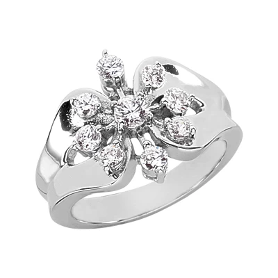 14K White Gold Diamond Right Hand Women's Ring 0.67ct 3 14K White Gold Diamond Right Hand Women's Ring 0.67ct