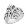 14K White Gold Diamond Right Hand Women's Ring 0.73ct