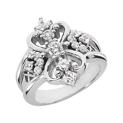 14K White Gold Diamond Right Hand Women's Ring 0.73ct 3 14K White Gold Diamond Right Hand Women's Ring 0.73ct