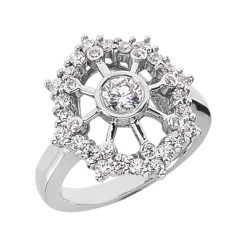 14K White Gold Diamond Right Hand Women's Ring 0.93ct