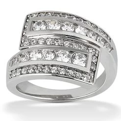 14K White Gold Diamond Right Hand Women's Ring 1.20ct