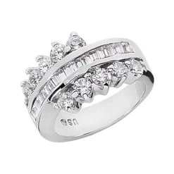 14K White Gold Diamond Right Hand Women's Ring 2ct