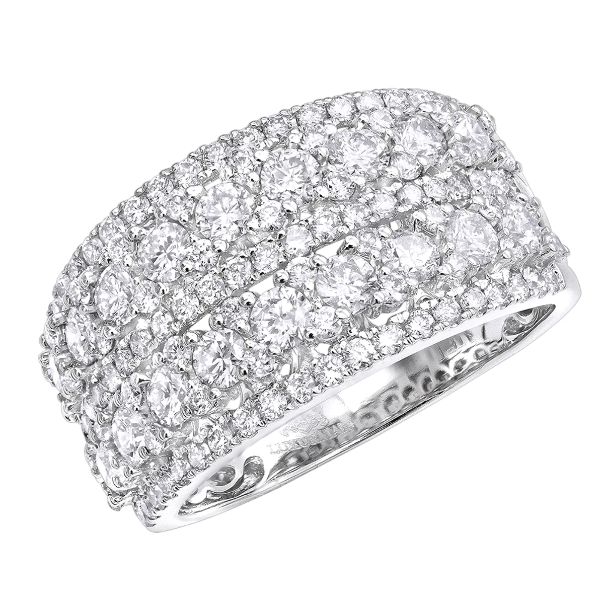 14K White Gold Diamond Ring For Women 2 Carat Unique Diamond Wedding Band 3 14K White Gold Diamond Ring For Women 2 Carat Unique Diamond Wedding Band