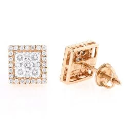 Square 14K White Gold Diamond Stud Earrings 1.1ct -Fashion Accessories Shop 14k gold diamond stud earrings 106ct ro