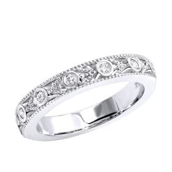Thin 14K White Gold Diamond Unique Engagement Band 0.14ct 1/8in (3mm)