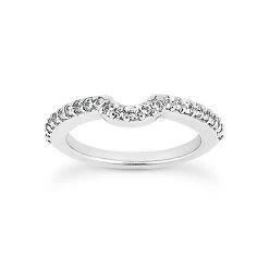 Ultra Thin 14K White Gold Diamond Unique Engagement Band 0.24ct 1.4mm