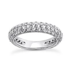 Thin 14K White Gold Diamond Unique Engagement Band 0.97ct