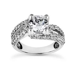14K White Gold Diamond Unique Engagement Ring 1.06ct