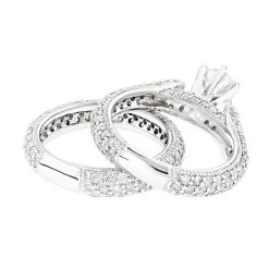 14K White Gold Diamond Unique Engagement Ring Set 2.45ct -Fashion Accessories Shop 14k gold diamond unique engagement ring set 245ct p 23809 backwh