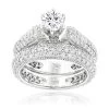 14K White Gold Diamond Unique Engagement Ring Set 2.45ct