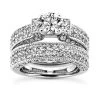 14K White Gold Diamond Unique Engagement Ring Set 2.57ct