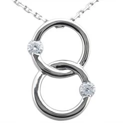 14K White Gold Double Circle Diamond Pendant 0.30ct