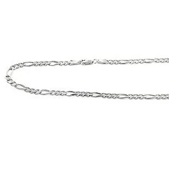 14K White Gold Figaro Chain 4mm, 20in - 40in