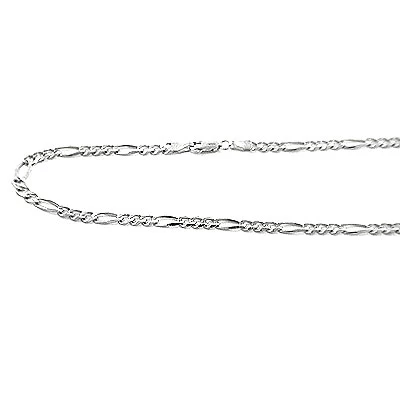 14K White Gold Figaro Chain 4mm, 20in - 40in 3 14K White Gold Figaro Chain 4mm, 20in - 40in