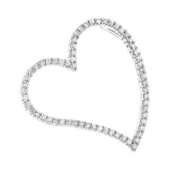 14K White Gold Floating Diamond Heart Pendant 1.25ct