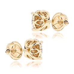 14K Yellow Gold Halo Round Stud Diamond Earrings 0.6ct Clusters 11 14K Yellow Gold Halo Round Stud Diamond Earrings 0.6ct Clusters -Fashion Accessories Shop 14k gold halo round stud diamond earrings 065ct backye