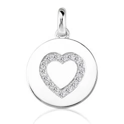 14K White Gold Round Diamond Heart Pendant 0.16ct