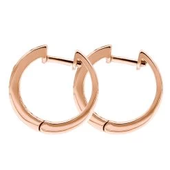 14K White Gold Hoop Huggie Black 0.6 Carat Diamond Earrings For Women -Fashion Accessories Shop 14k gold hoop huggie black diamond earrings for women 06ct 000886 back rose