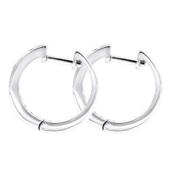 14K White Gold Hoop Huggie Black 0.6 Carat Diamond Earrings For Women -Fashion Accessories Shop 14k gold hoop huggie black diamond earrings for women 06ct 000886 back white