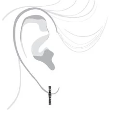 14K White Gold Hoop Huggie Black 0.6 Carat Diamond Earrings For Women -Fashion Accessories Shop 14k gold hoop huggie black diamond earrings for women 06ct 000886 body white