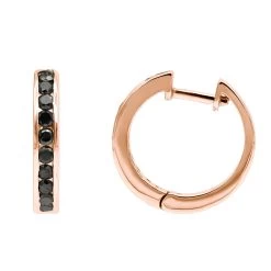 14K White Gold Hoop Huggie Black 0.6 Carat Diamond Earrings For Women -Fashion Accessories Shop 14k gold hoop huggie black diamond earrings for women 06ct 000886 rose