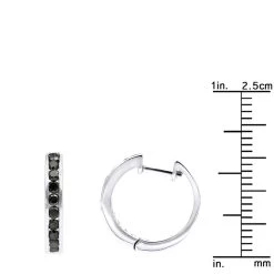 14K White Gold Hoop Huggie Black 0.6 Carat Diamond Earrings For Women -Fashion Accessories Shop 14k gold hoop huggie black diamond earrings for women 06ct 000886 ruler white