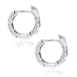 14K White Gold Huggies Small Inside Out Diamond Hoop Earrings 0.7ct -Fashion Accessories Shop 14k gold huggies small inside out diamond hoop earrings 07ct back white