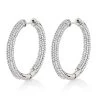 14K White Gold Inside Out Diamond Hoop Earrings 2 Carats