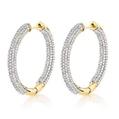 14K White Gold Inside Out Diamond Hoop Earrings 2 Carats -Fashion Accessories Shop 14k gold inside out diamond hoop earrings 263ct p 6143 ye