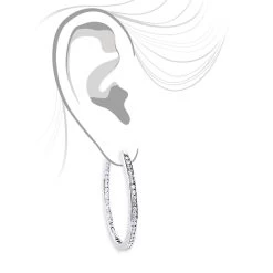 14K White Gold Inside Out Diamond Hoop Earrings 4.6ct -Fashion Accessories Shop 14k gold inside out diamond hoop earrings 36ct 4