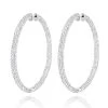 14K White Gold Inside Out Diamond Hoop Earrings 5.40ct