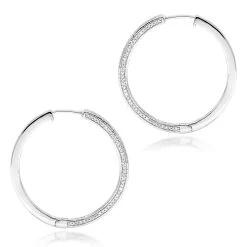 14K White Gold Inside Out Diamond Hoop Earrings For Women 1 Carat By Luxurman -Fashion Accessories Shop 14k gold inside out diamond hoop earrings for women 1 carat by luxurman backwh